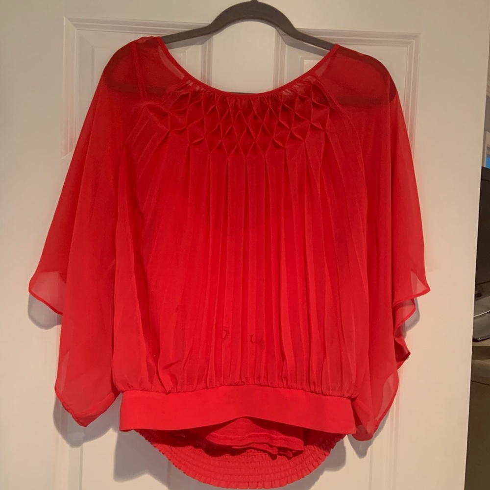 Red sheer blouse with matching camisole
